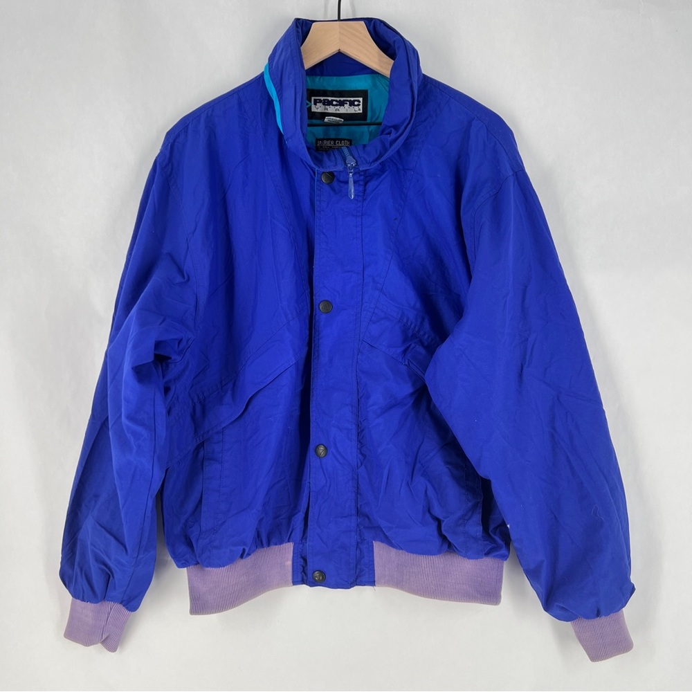 Pacific Trail Vintage Barrier Cloth Jacket Blue Teal Windbreaker Men’s XL 90s